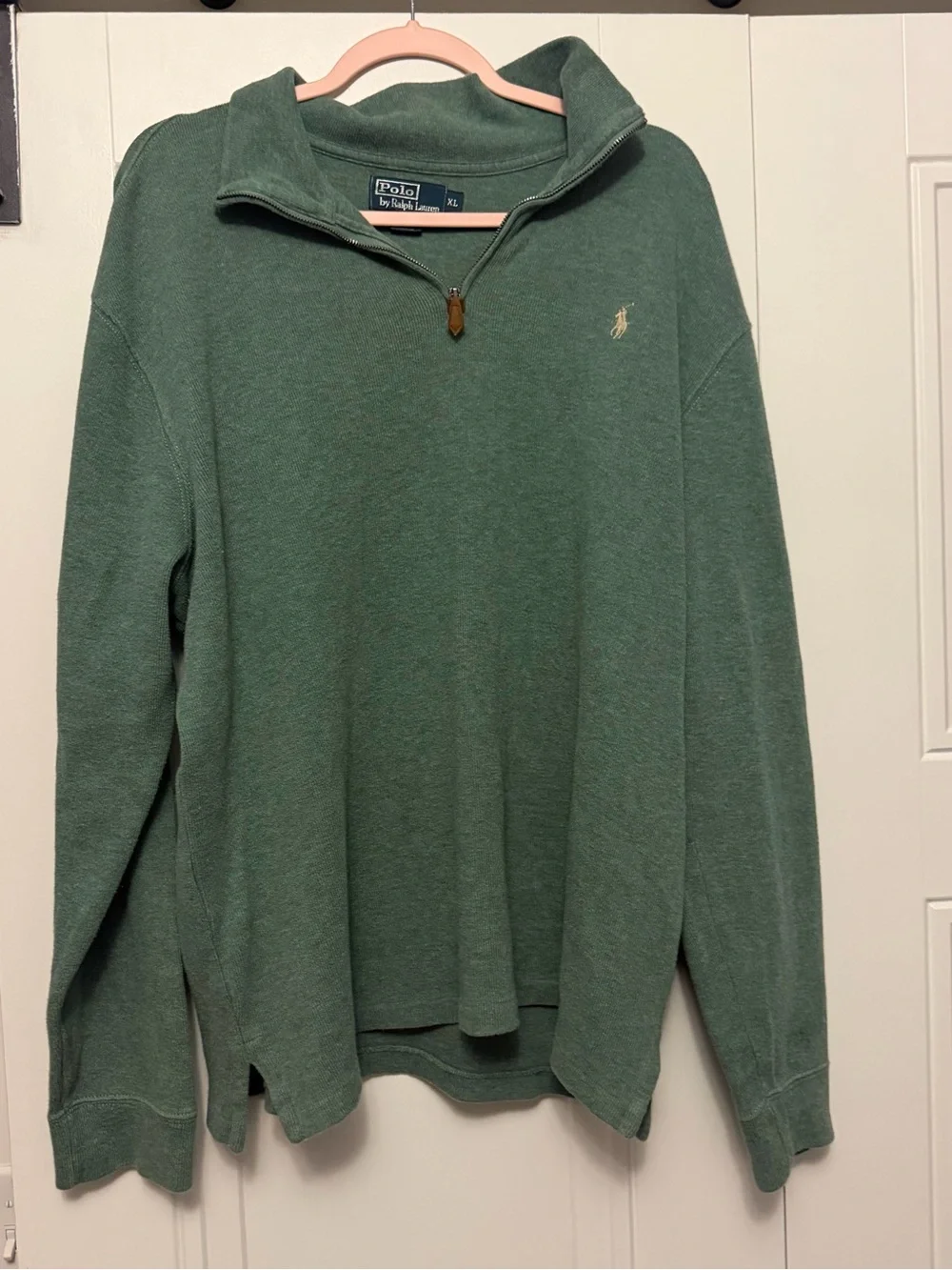 Polo by Ralph Lauren Men's Forest Green Quarter-Zip Sweater